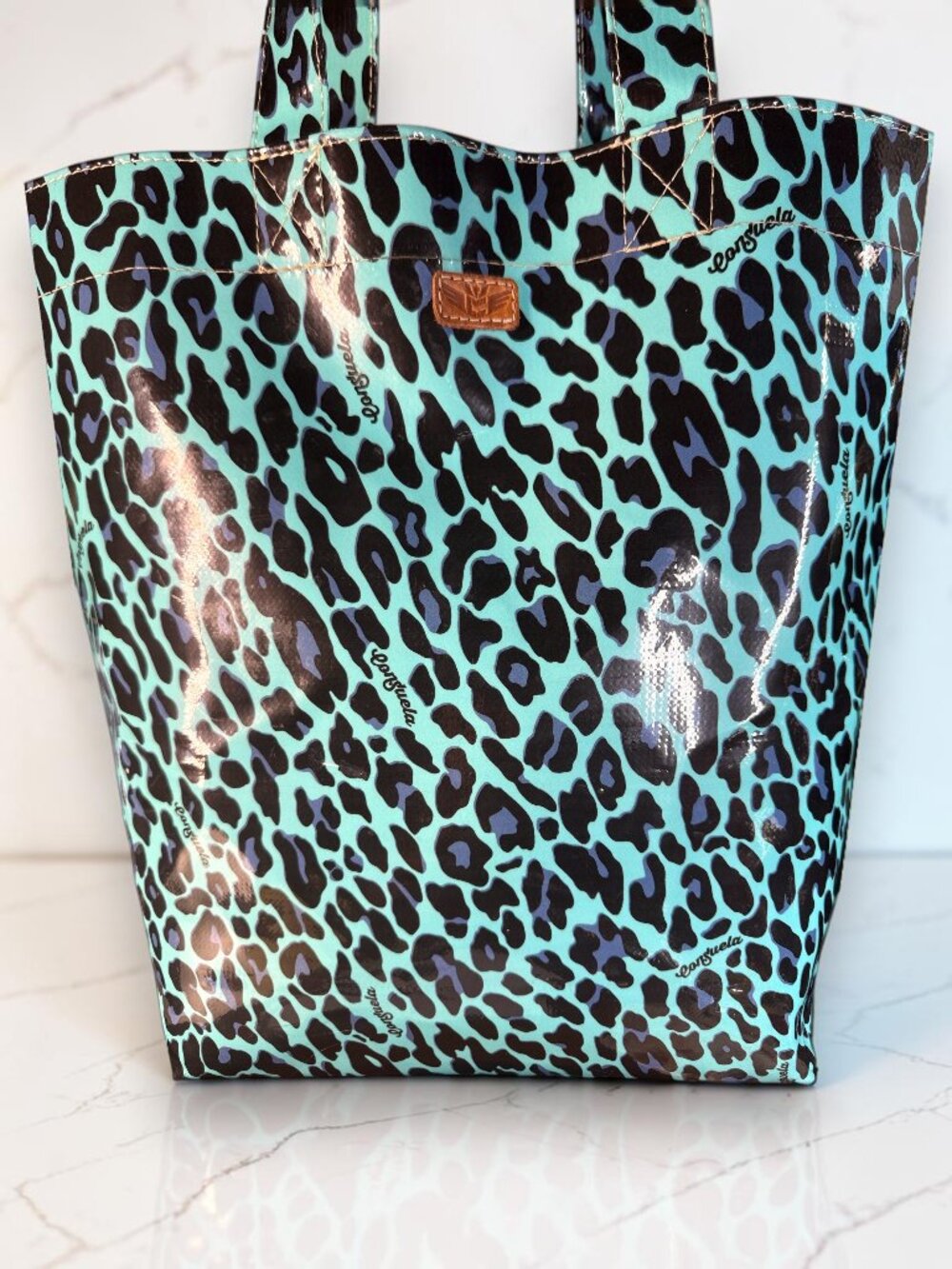 Consuela “Blue Jag” Grab ’N Go Basic Bag Turquoise Leopard Tote - Picture 2 of 16